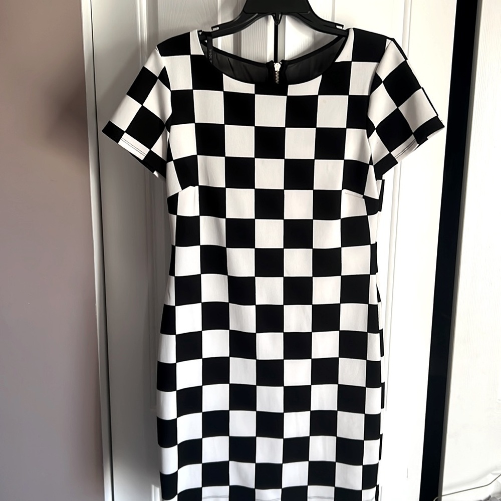 Fitted Checkerboard Dress